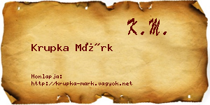 Krupka Márk névjegykártya